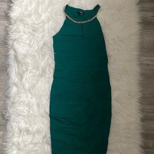 Xoxo green body con dress below knee
